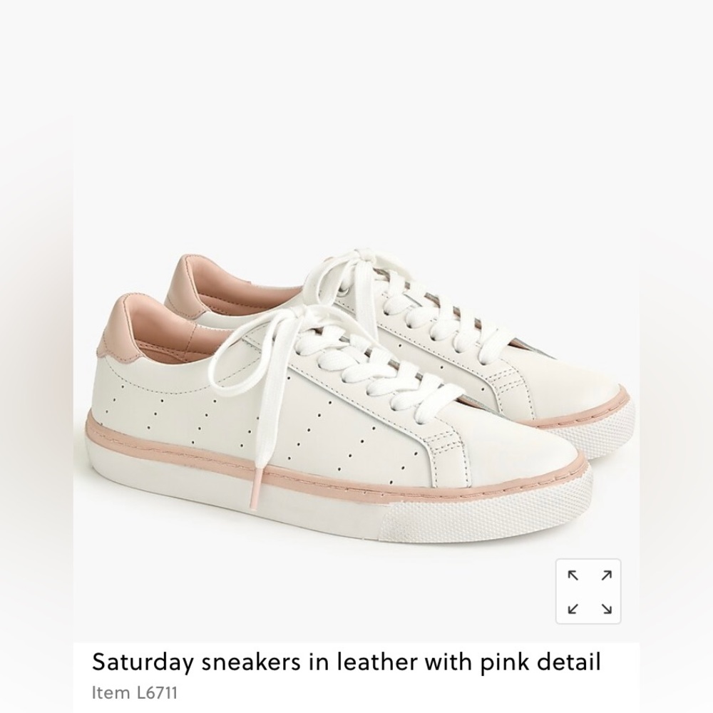 EUC J.Crew Saturday Sneaker in Pink and White Leather Size 7.5